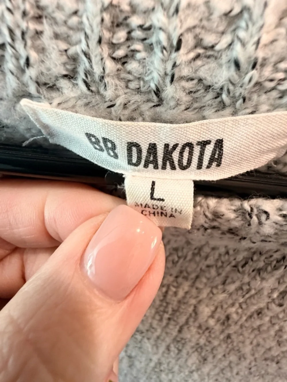 BB Dakota Chunky Knit Sweater Large Gray Oversized Cozy Slouchy Pullover Women